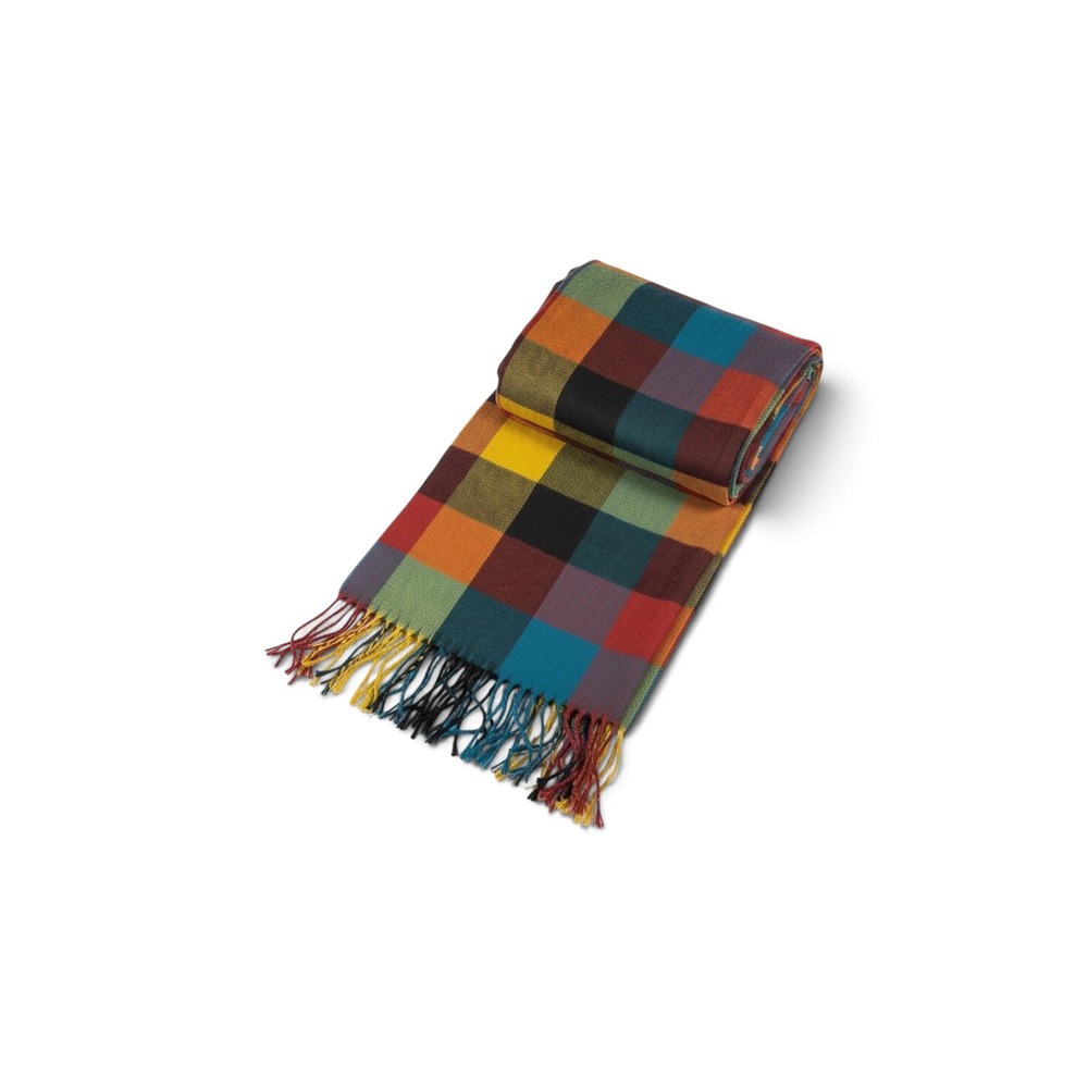 Multi Color Plaid 100% Cashmere Scarf Buffalo Check Fringe Wrap